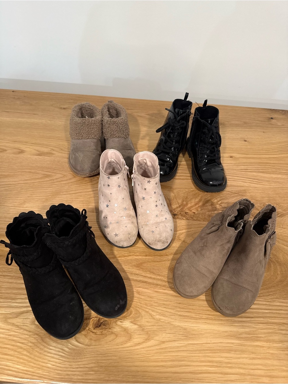 Girls Neutral Ankle Boots Lot of 5 - Beige, Black, Pink Options-Size 11T